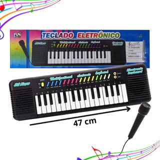 Piano Teclado Musical Infantil Microfone Karaoke 32 teclas Brinquedo Educativo
