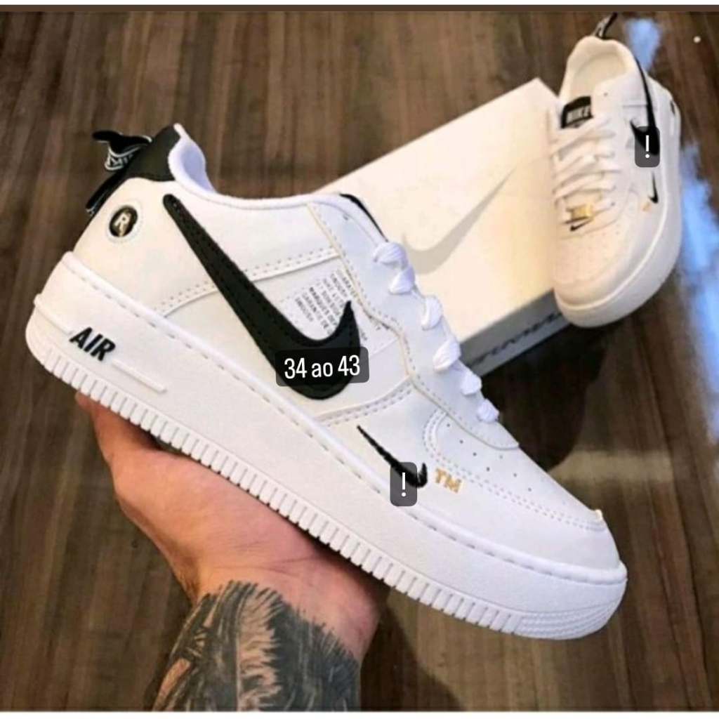Tenis Masculino Feminino Branco/Preto/N-K Air Casual/Esportivo/Forse/Promoçao/Lançamento 2023