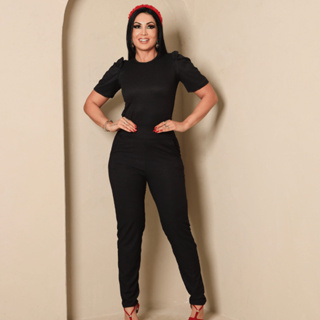 conjunto canelado blusa com manga princesa e calca blusinha confortavel