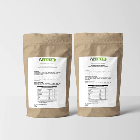 Rice Protein Embalagem Refil 1KG WVegan Proteina de Arroz Vegano SABORES VARIADOS