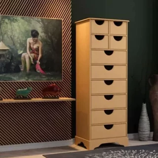 1 Gaveteiro Mdf Cru Decoração 10 Gavetas Organizador De Meias/Cuecas/Calcinhas