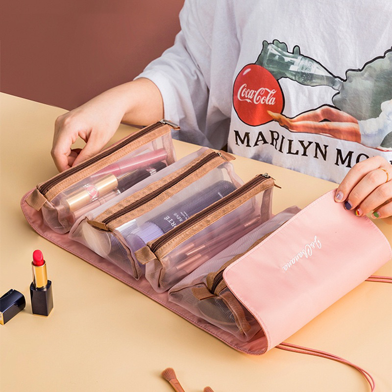 Bolsa Necessaire Estojo de Maquiagem Cosmético Viagem Compartimento Destacáveis