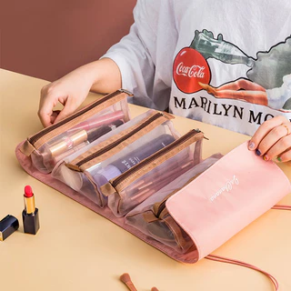Bolsa Necessaire Estojo de Maquiagem Cosmético Viagem Compartimento Destacáveis