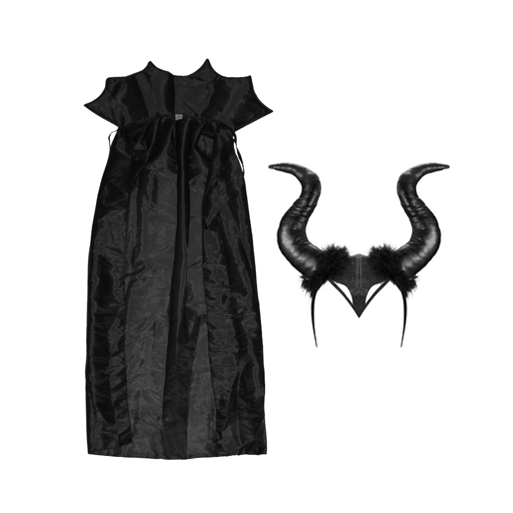 Fantasia Malévola 2pçs Adulto Capa E Arco Carnaval Halloween