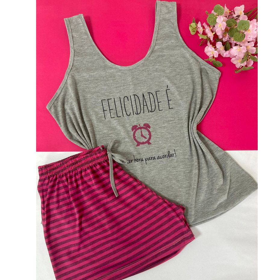 Pijama Feminino Short Estampado Babydoll Shortdoll Regata Plus Size Tamanho Especial