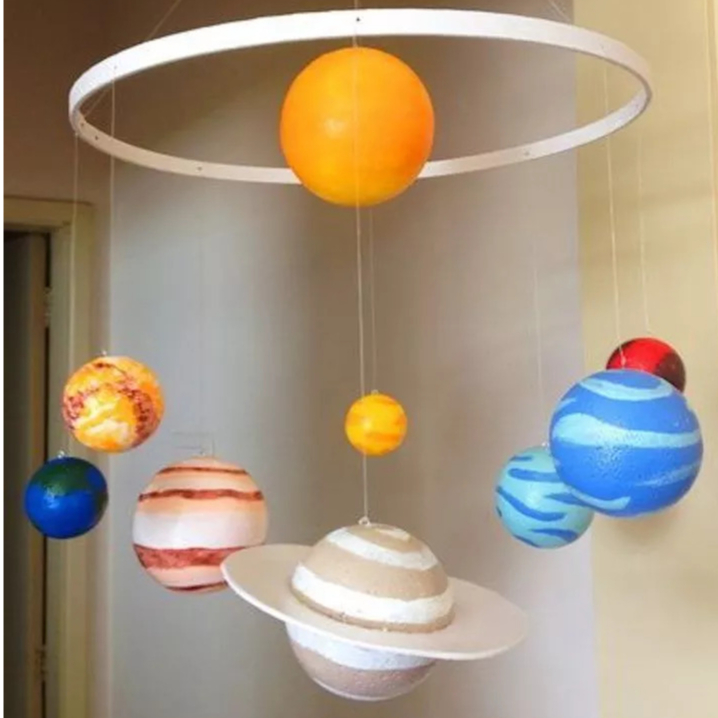 Kit Sistema Solar Em Isopor + Decoração Tintas pincel e estrelas em eva