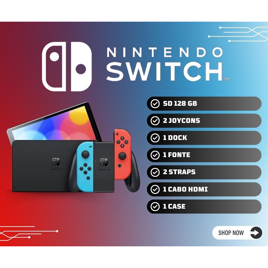 Nintendo Switch Desbloqueado + Sd 256gb + Case + Suporte