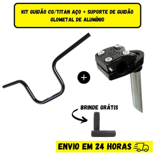 Kit Guidão Bicicleta Aço Titan CG Preto ou Cromado + Suporte de Guidão de Bicicleta Cross Bmx de Alumínio Preto ou Cromado + Manopla Bicicleta Wester Grátis