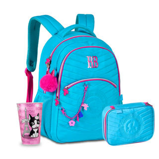 Kit Rebecca Bonbon Escolar Mochila Estojo E Copo RB Bolso Antiroubo