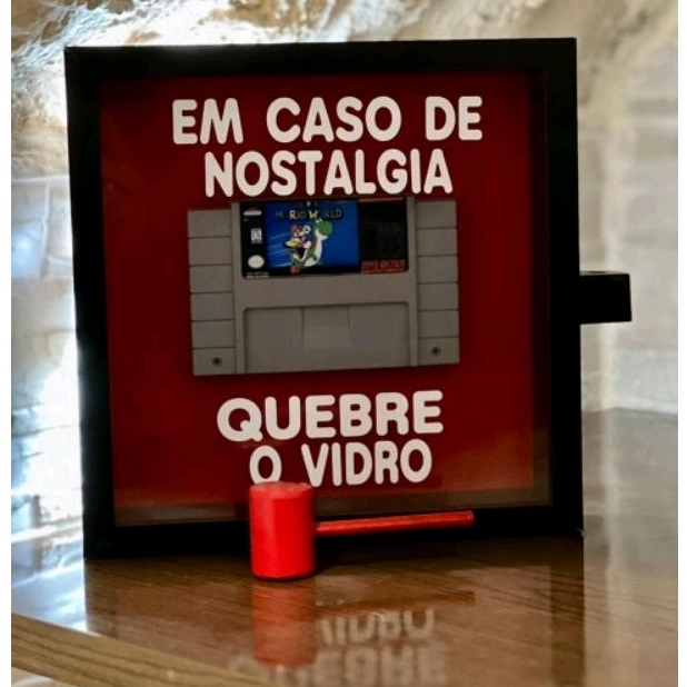 Quadro Caixa Decorativa Gueek SUPER MARIO Em Caso de Nostalgia Quebre o Vidro