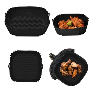 Forma Assadeira Para Fritadeira Air Fryer Com Alça Em Silicone Reutilizável Quadrada
