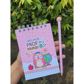 Bloco de Anotações Capa Dura Bloquinho personalizado tamanho A6 com tema sua Logo - DIA DO PROFESSOR