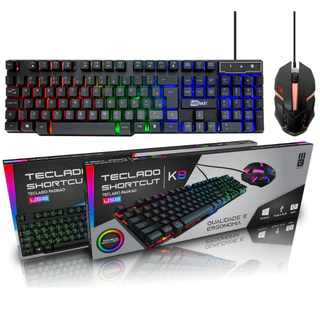 Kit Teclado + Mouse Gamer Semi Mecanico Iluminado Led USB K8
