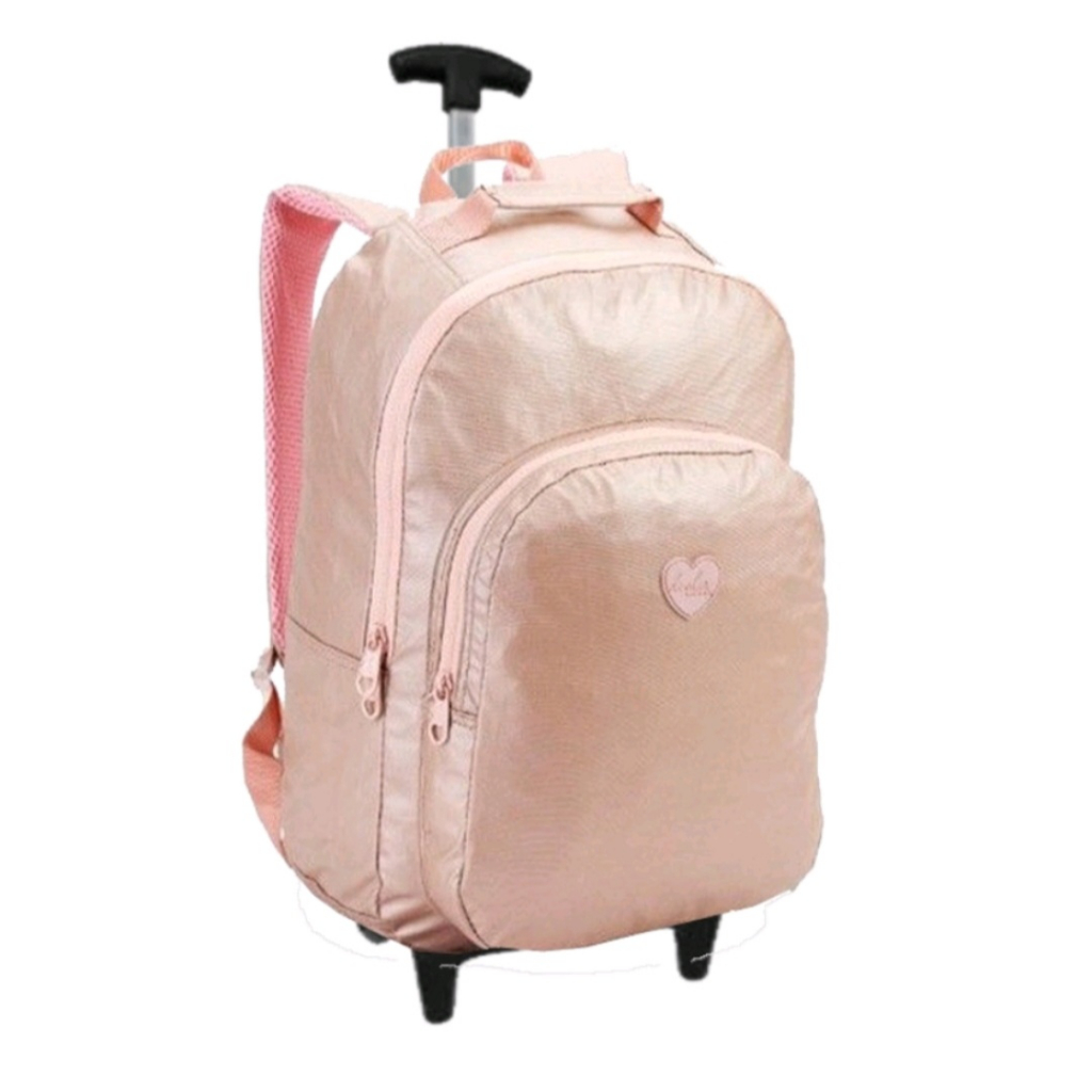 Mochila de Rodinha Feminina Menina DL0957 Rose Grande Escolar Faculdade  Trabalho - Promoção | Shopee Brasil