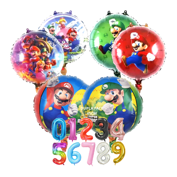 SUPER MÁRIO LUIGI BROS'S KIT BALÃO METALIZADO BROTHERS JOGO | Shopee Brasil