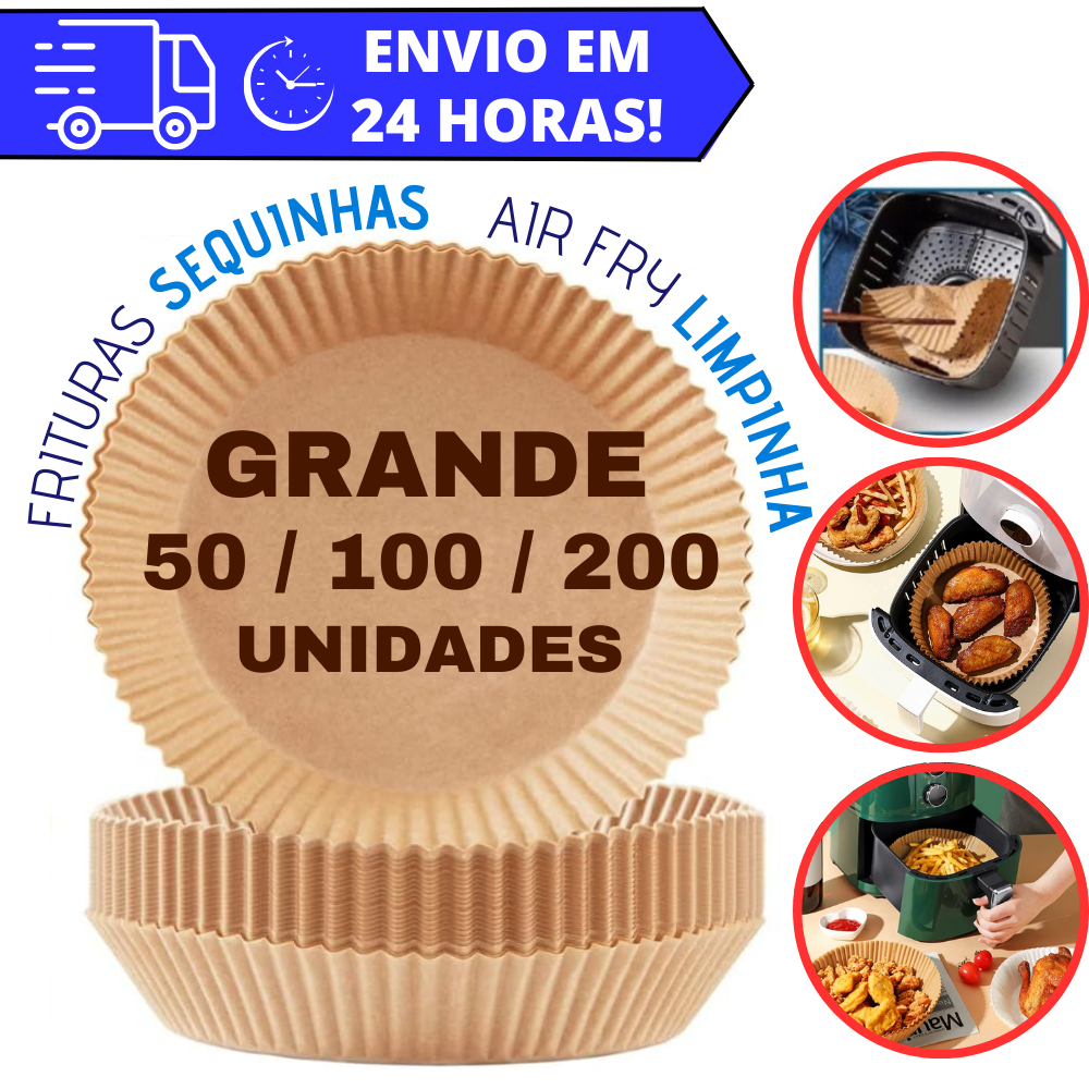 Forma Air Fryer Descartável Forro De Papel Antiaderente Redondo Kit 100  Peças + Chaveiro CBRN20133