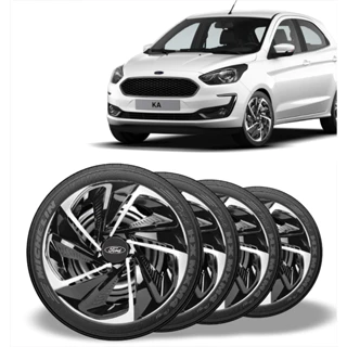 Jogo 4 Calota Nitro Aro 13/14 Preta Prata Ford Ka Fiesta EcoSport Focus