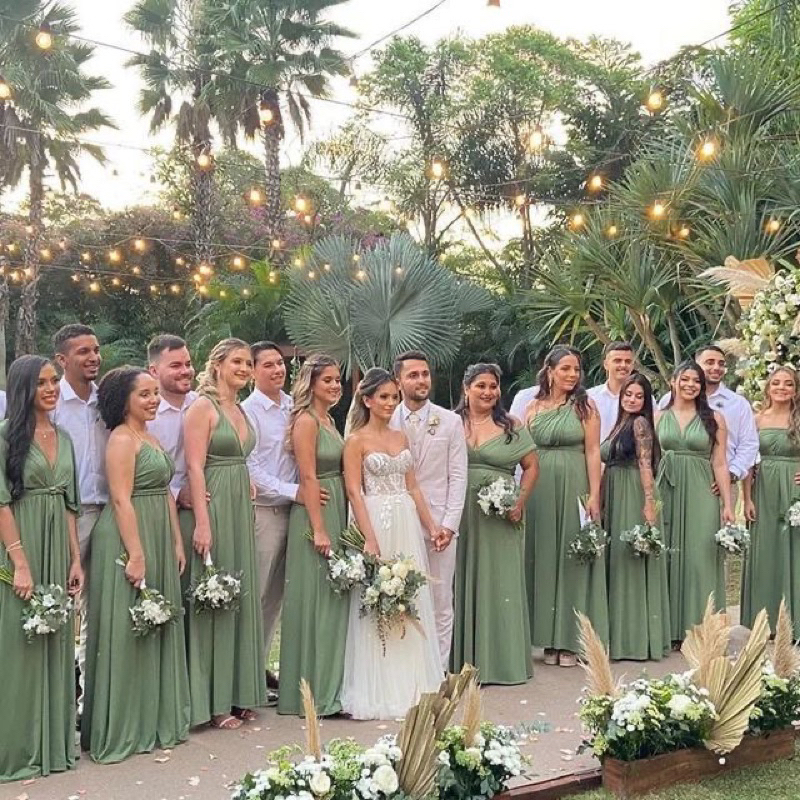 Vestido de madrinha de sales casamento verde