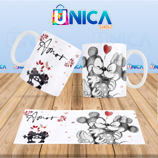 Caneca de cerâmica Mickey e Minnie Personalizada 325ml