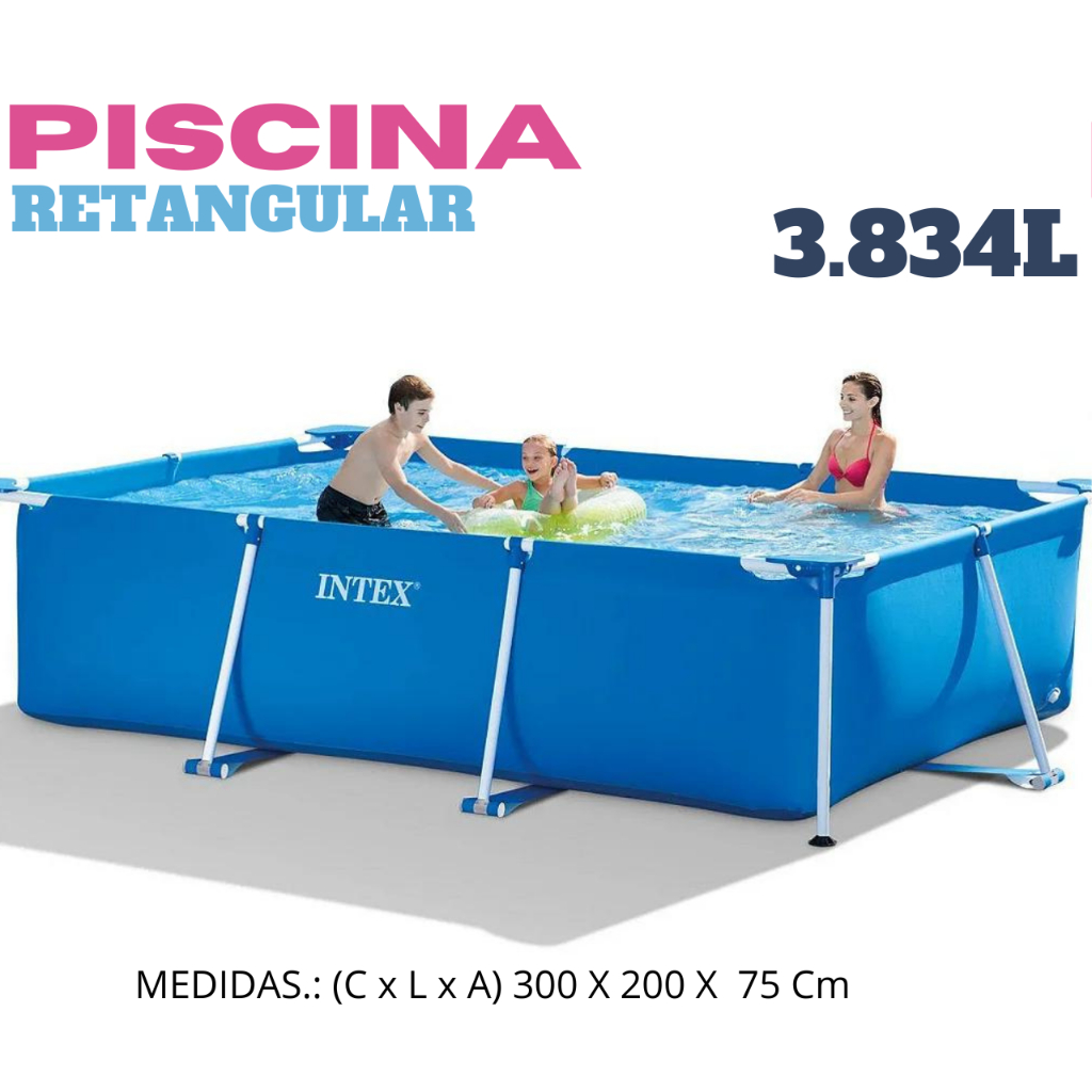 PISCINA INTEX RETANGULAR METAL FRAME 3.834 LITROS. | Shopee Brasil