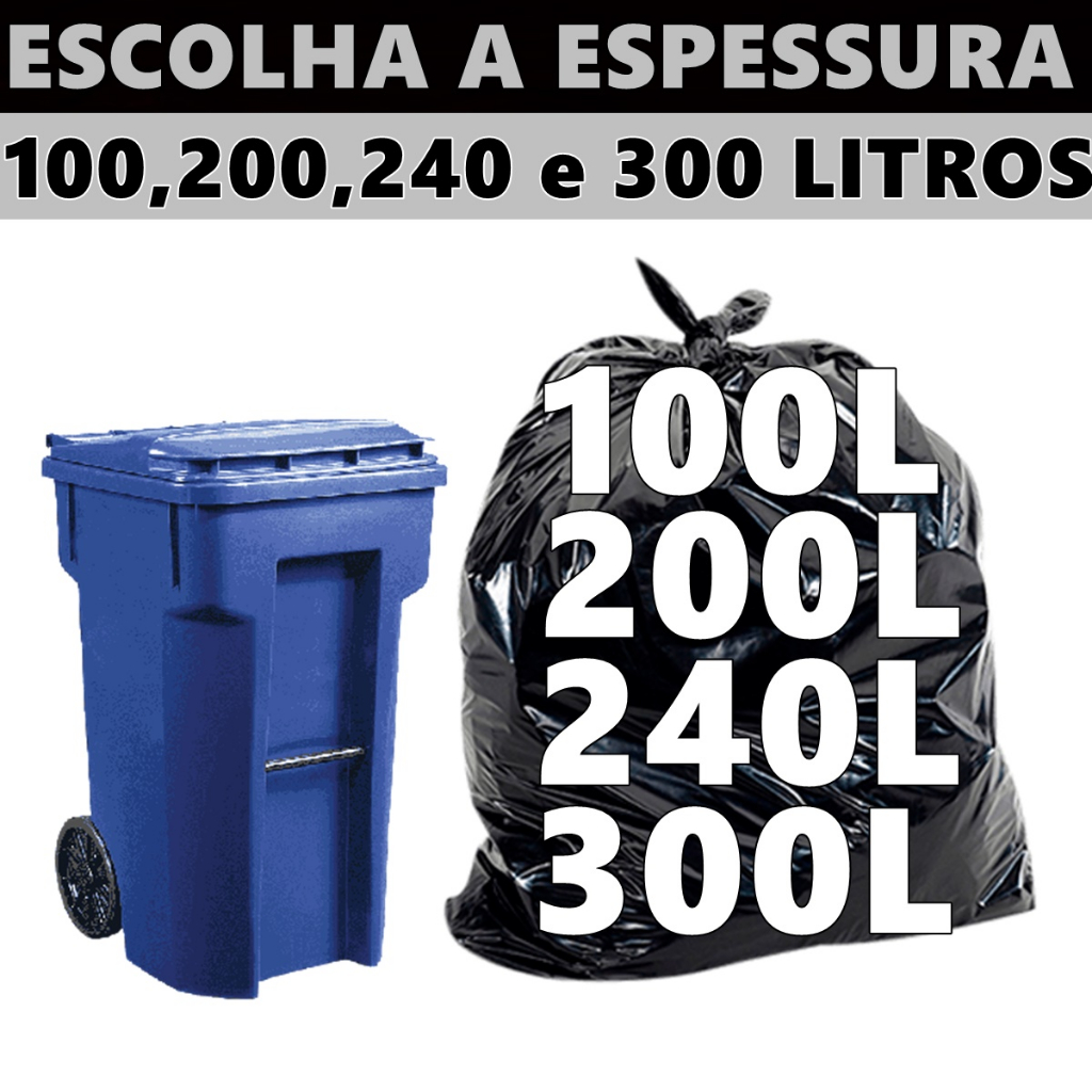 Saco de Lixo 100,200,240 E 300 Litros Até 10 Micras Super Reforçado