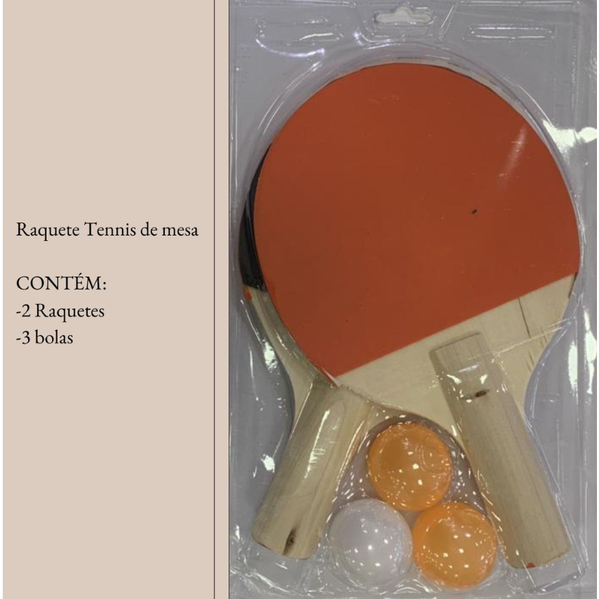 Raquete Tenis de Mesa Kit Ping Pong Raquetes com Duas Bolinhas de