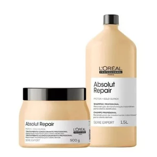 Loreal Kit Absolut Repair Gold Quinoa DUO 1.5 lt SHAMPOO e MASCARA 500g QUINOA cortex