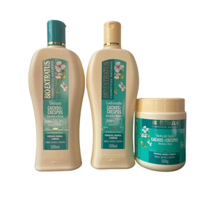 Kit 1 Shampoo 1 Condicionador 1 Banho creme Cachos Crespos 500 ml