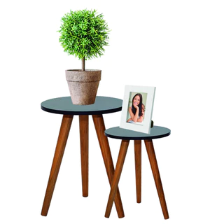 Conjunto Mesinha de Canto Pé Palito Tripe Apoio Lateral Decoração Festa MDF