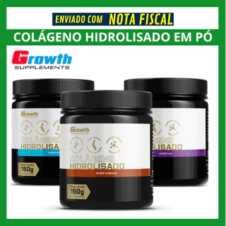 Colágeno Hidrolisado 150g Growth Supplements - Sabores Uva Laranja Natural