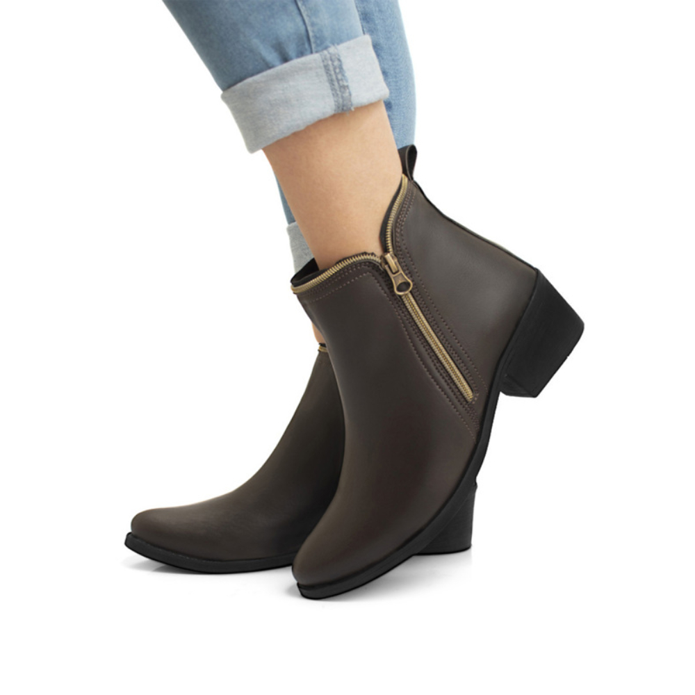 Couro Legítimo Bota Cano Baixo Barata Bota Feminina Cano Curto