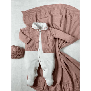 Kit Saida Maternidade Menina Bebe Tricot Begê