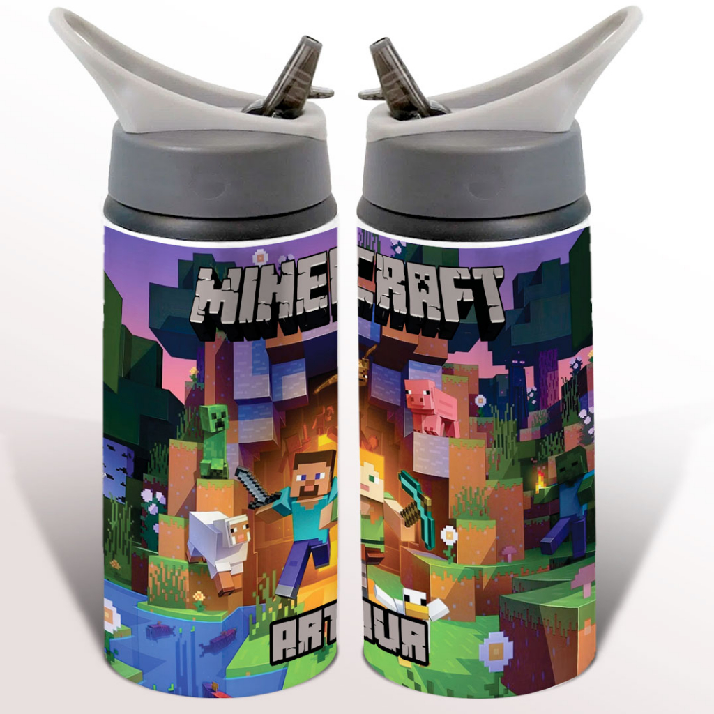 Garrafa Squeeze Desenho Gamer Minecraft Personalizada com Nome | Shopee ...