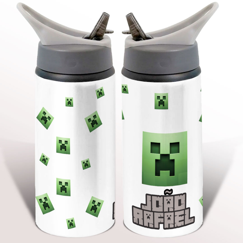 Garrafa Squeeze Desenho Gamer Minecraft Personalizada com Nome | Shopee ...