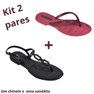 Kit 2 pares sandalia e rasteira feminina