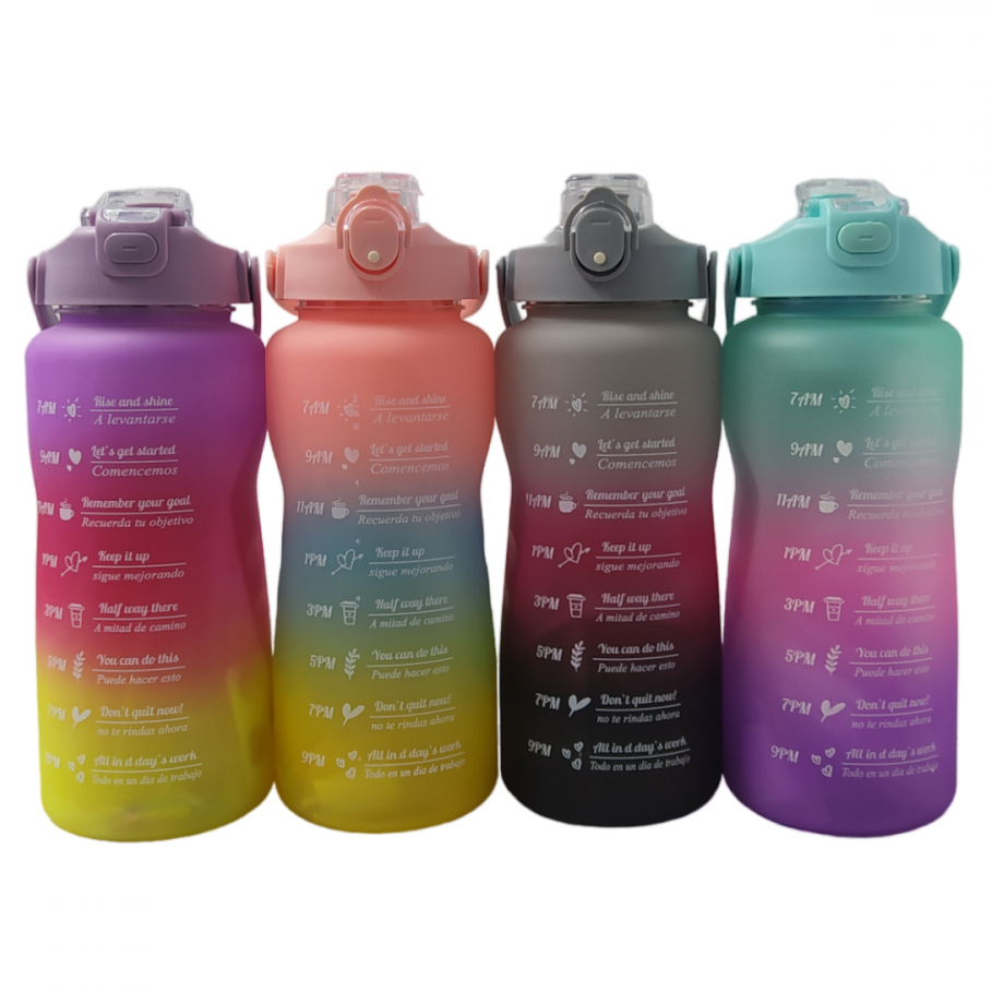 Kit 3 Garrafa De Água Squeeze Motivacional 02 bicos – Academia/Bike/Colorida – Treino