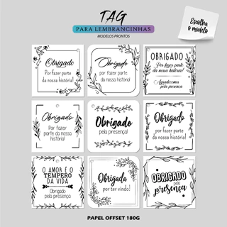 Tags para Lembrancinhas | 4x4cm | 9 Modelos a sua escolha