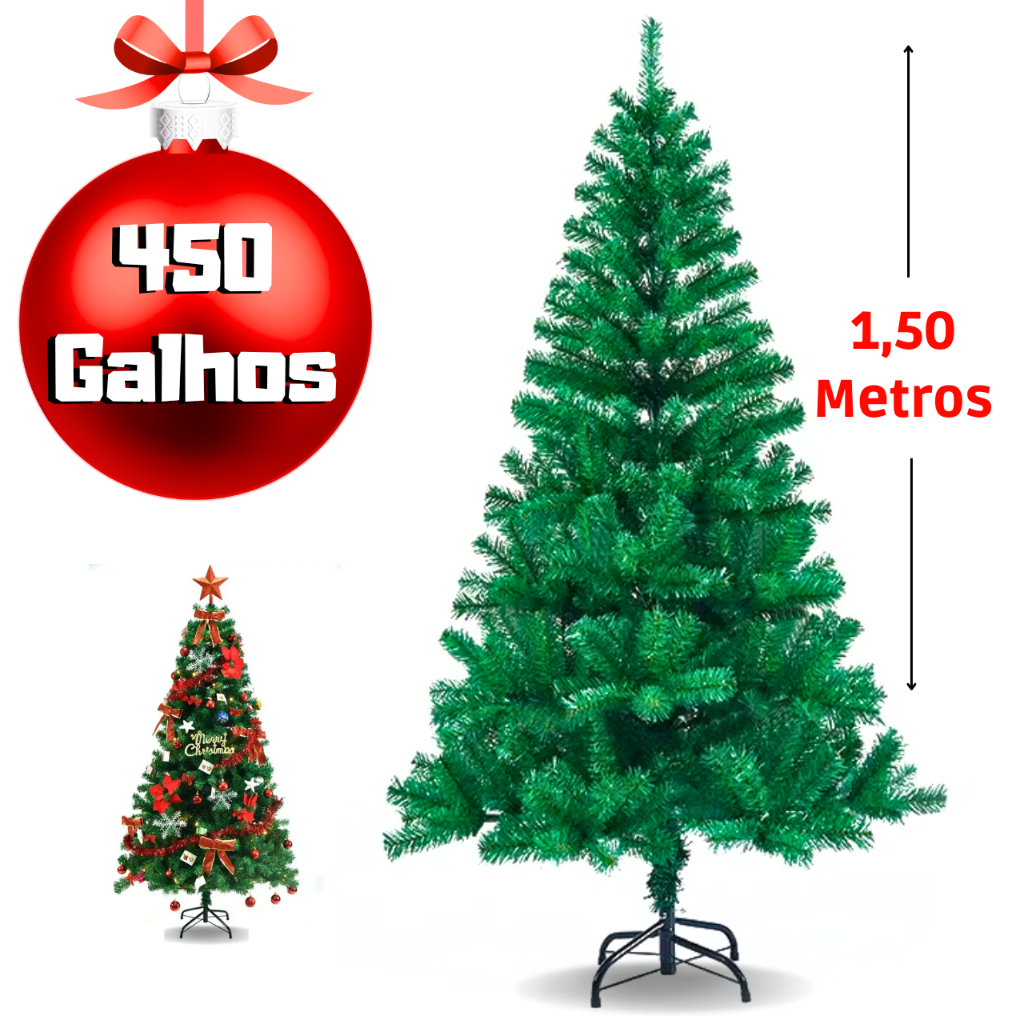 Arvore De Natal Branca 1,50 Metros 220 Galhos Pinheiro Luxo