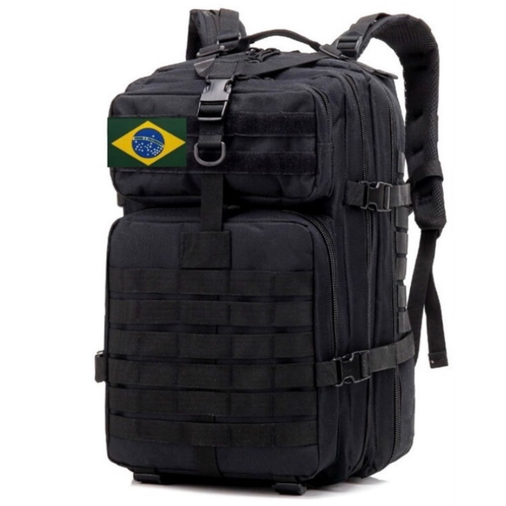 Mochila Tática Camping Militar 50 Litros Resistente A Água Com Bandeira