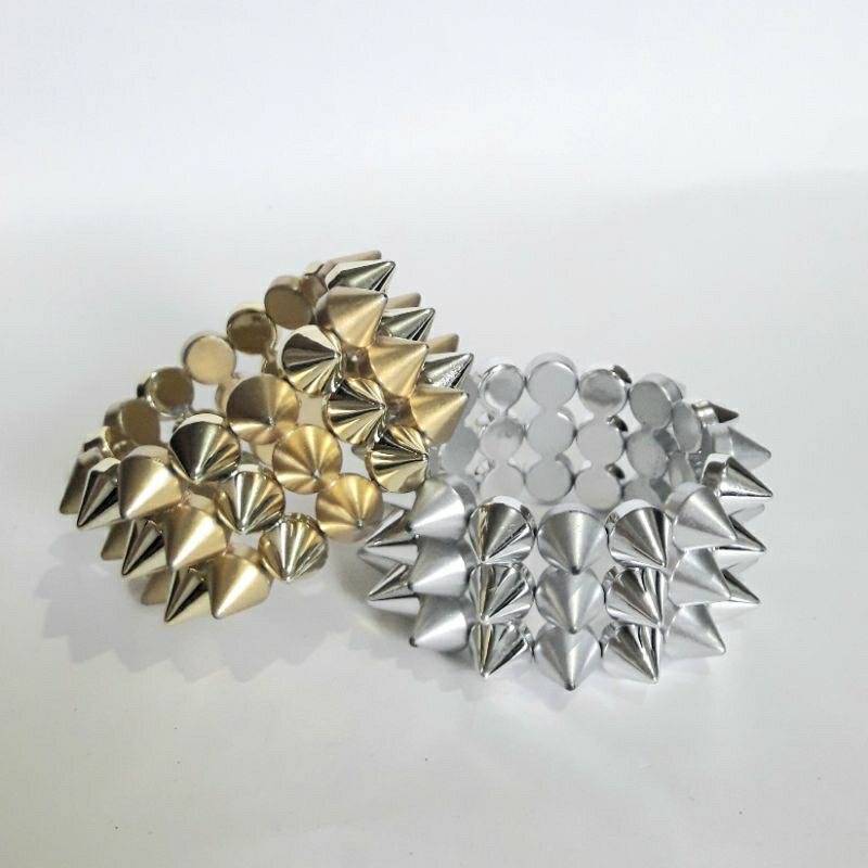 Bracelete spike triplo Rock Punk Dark Gótico Prateado/ Dourado - Bijoux by Vivi