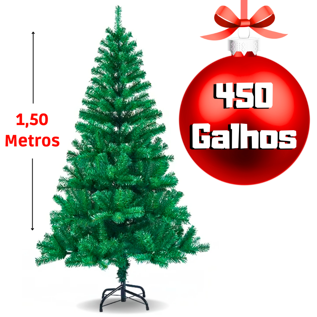 Arvore de Natal 1,50 M 300 Galhos Pinheiro Verde Premium Pinheiro Decoração  Natalina Cheia Pinheirinho Natalino