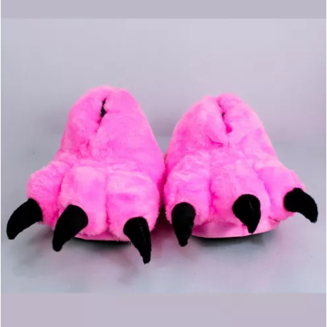 Pantufa 3D Pata de Monstro Rosa Infantil Adulto Feminina Masculina Quentinha Inverno Personagens Bicho