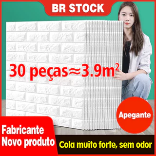 【Entrega Atempada】Kit 10/15 Parede anti mofo cinza 3D renovação tridimensional do papel de parede tijolinho adesivo para a decoração da sala de estar e do infantil quarto externa
