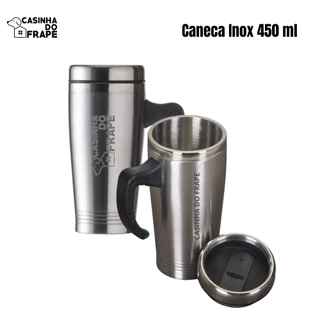 Caneca Personalizada Inox de 450ml, Nome, Logo, Brasão de Time, Profissão