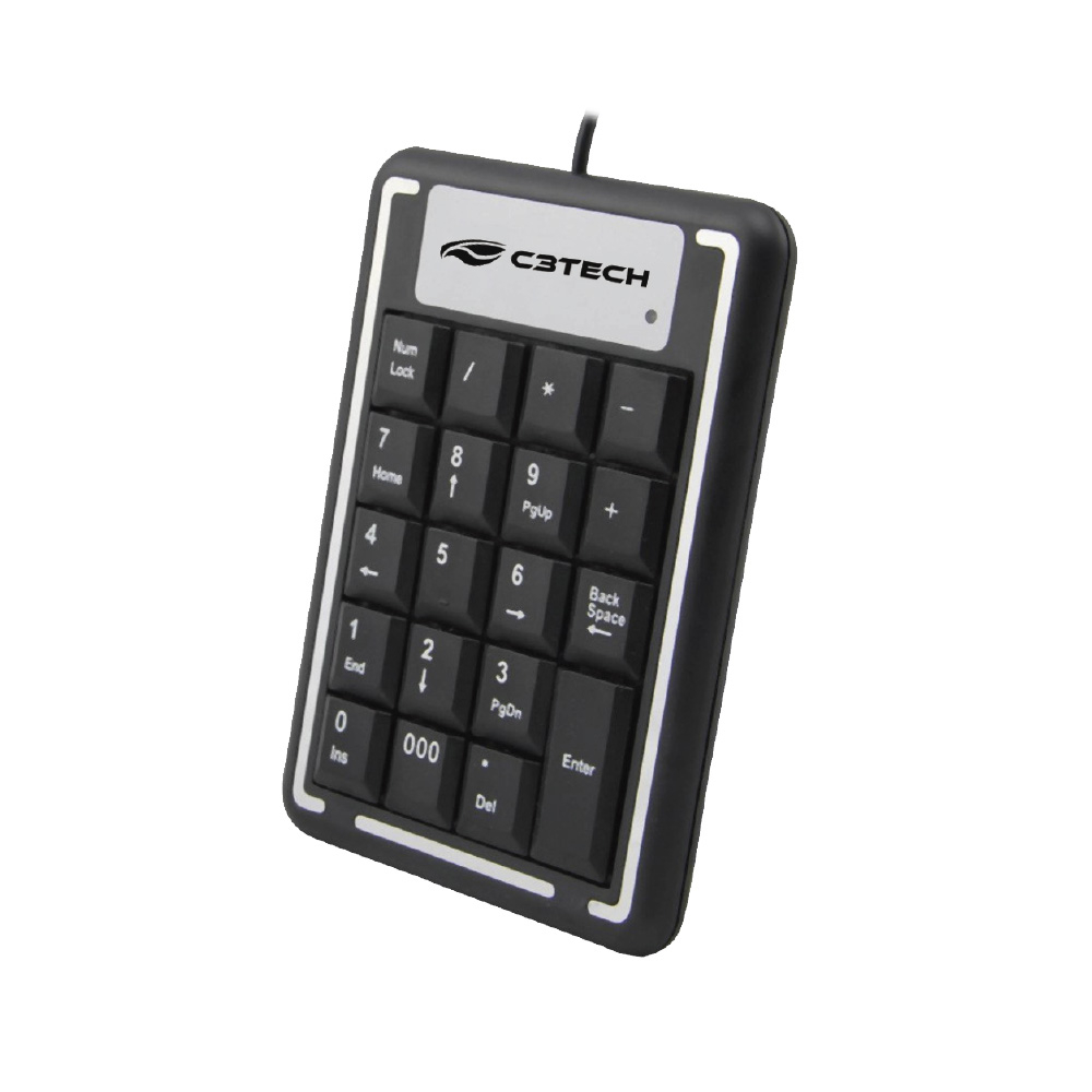 Teclado Numérico Usb Com Fio 19 Teclas C3 Tech Calculadora | Shopee Brasil