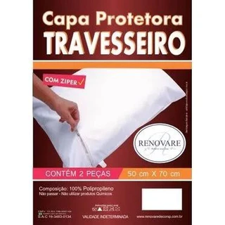 OFERTA Conjunto Com 2 Capas Capa 50x70cm Renovare Protetora Protetores Para Travesseiro Branco em Oferta na Shopee