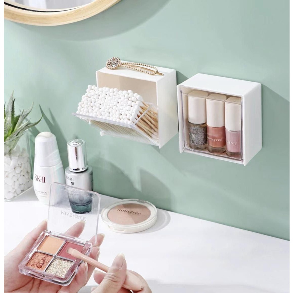Caixa de Armazenamento Organizador de Parede Armário Multiuso Para Banheiro Cotonetes, Brincos, Maquiagem