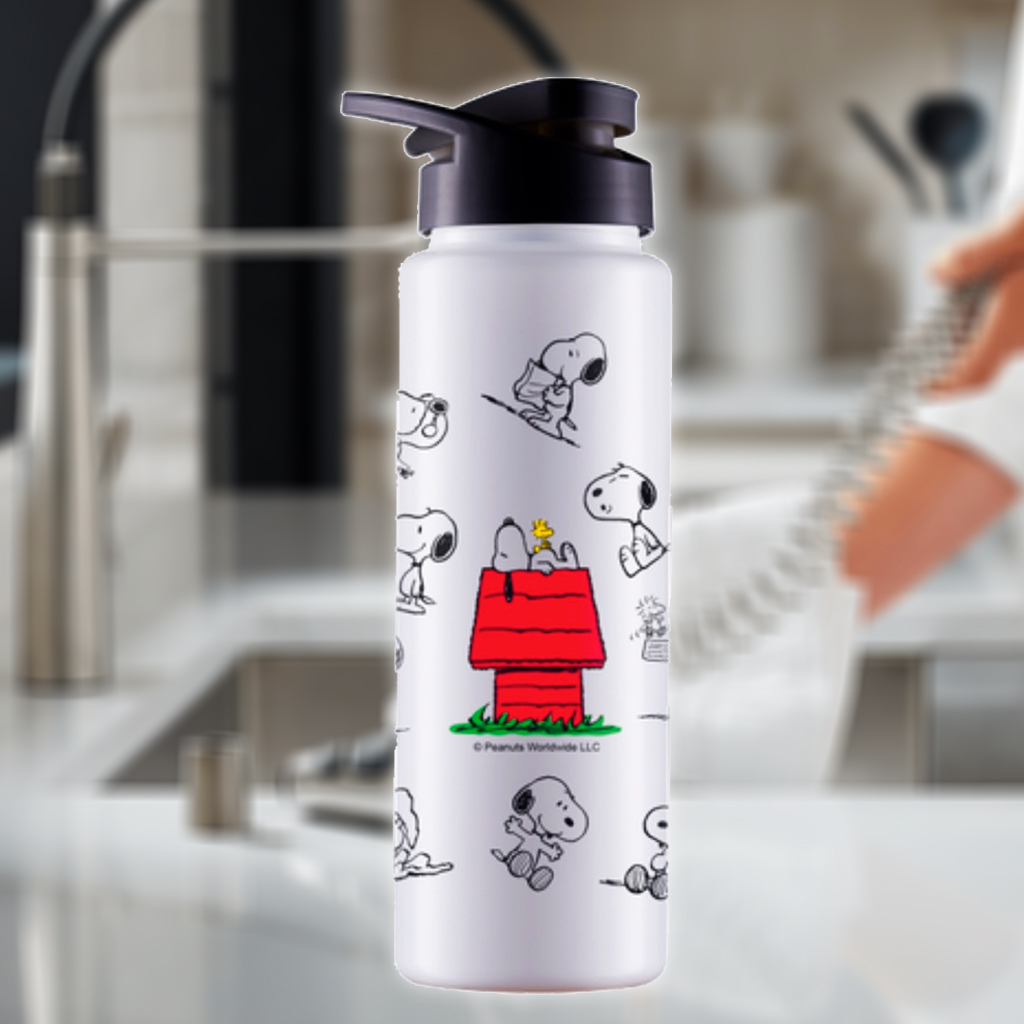 Garrafa Agua Squeeze Plástico Capacidade 750 Ml Decorado Snoopy White ...