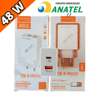 Carregador Turbo 48W Quick Charger 3.0 PD  9.1 A Tipo - c Lightning Micro USB