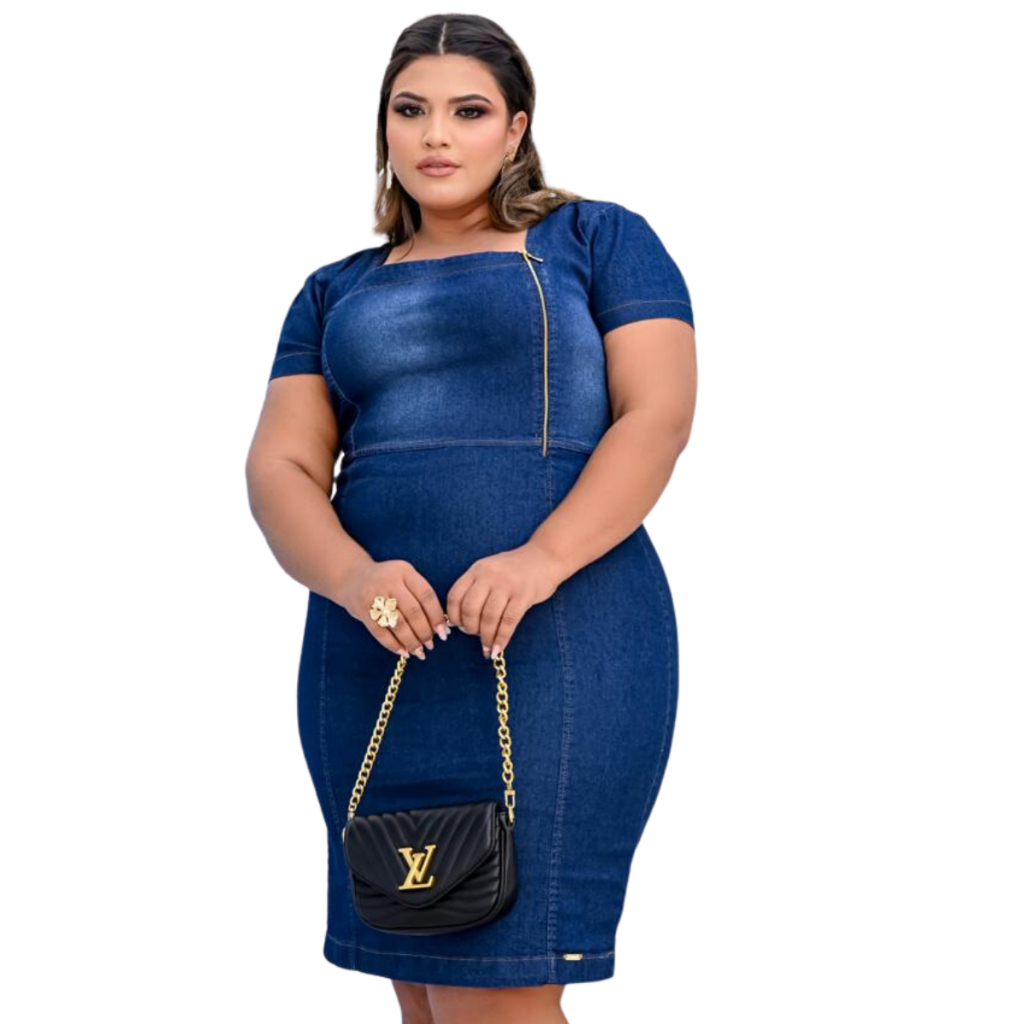 Vestido Plus Size Moda Maior Jeans Evangelica Comportado | Shopee Brasil